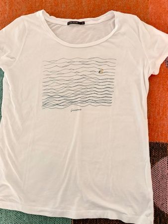 Tshirt weiss, mit lustigem Print, M
