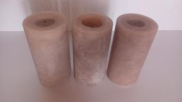 Kerzen Raureif 3er Set , ca. 14 cm hoch