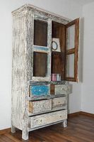 Schrank-Vitrine - Massivholz/Teak