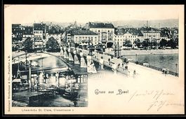 Basel, Ortspartie mit Brücke und Innenr