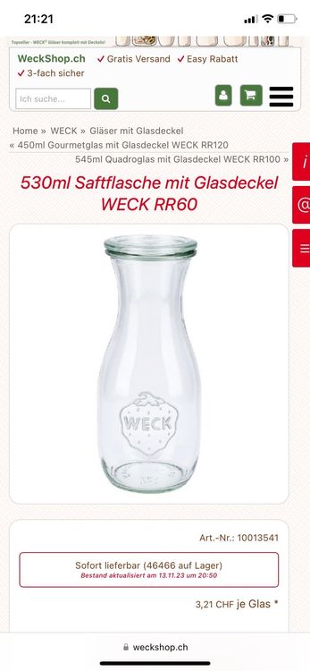 Saftflaschen von Weck 1062ml mit Holzdeckel