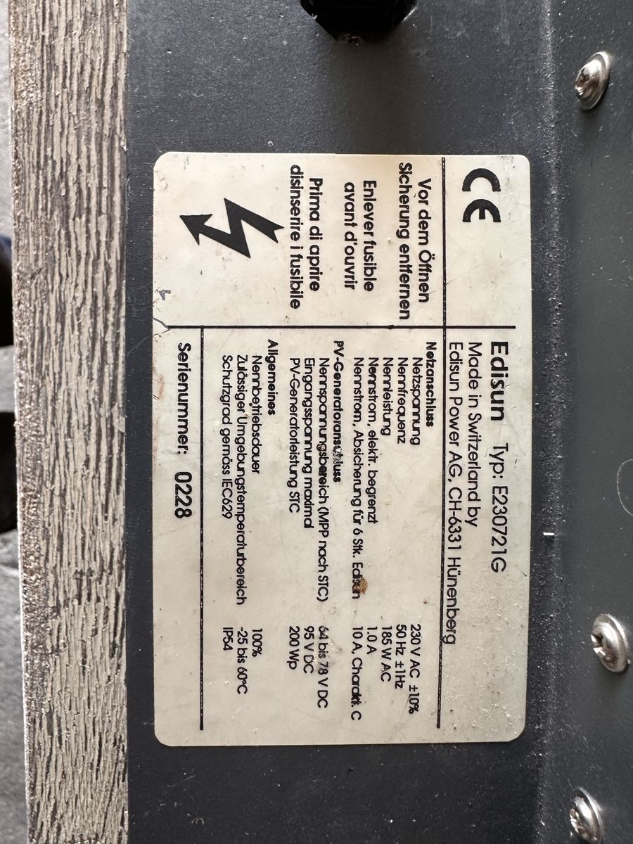 Inverter: 2x Solcolino & Edisun Wechselrichter, Typ E230721G – Usato da Dottikon venduto da chline.rote.traktor 1
