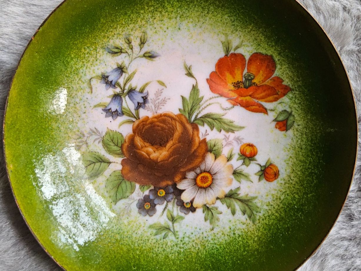 Piatti: 2 antike Kupfer florale Tellerchen, ca 1900 – Usato da Zürich venduto da SciTec 3