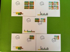 5 FDC, Sondermarken 1997, 100 J. Bauern- + Städteverband