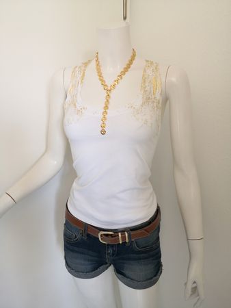 🤩MANGO TANK-TOP WEISS & GOLD DRUCK