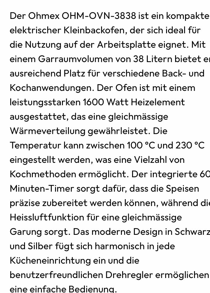 Ohmex Forni: Klein-Backofen  Ohmex OHM-OVN-3838 – Nuovo e nell'imballaggio originale da Winterthur venduto da grenache01 2