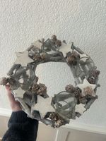 Adventskranz Holz/Sterne mit Gläsern