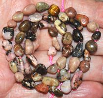 Stein Perlen Strang L-4901 – Schwarze Rhodonit Nuggets 6x8mm