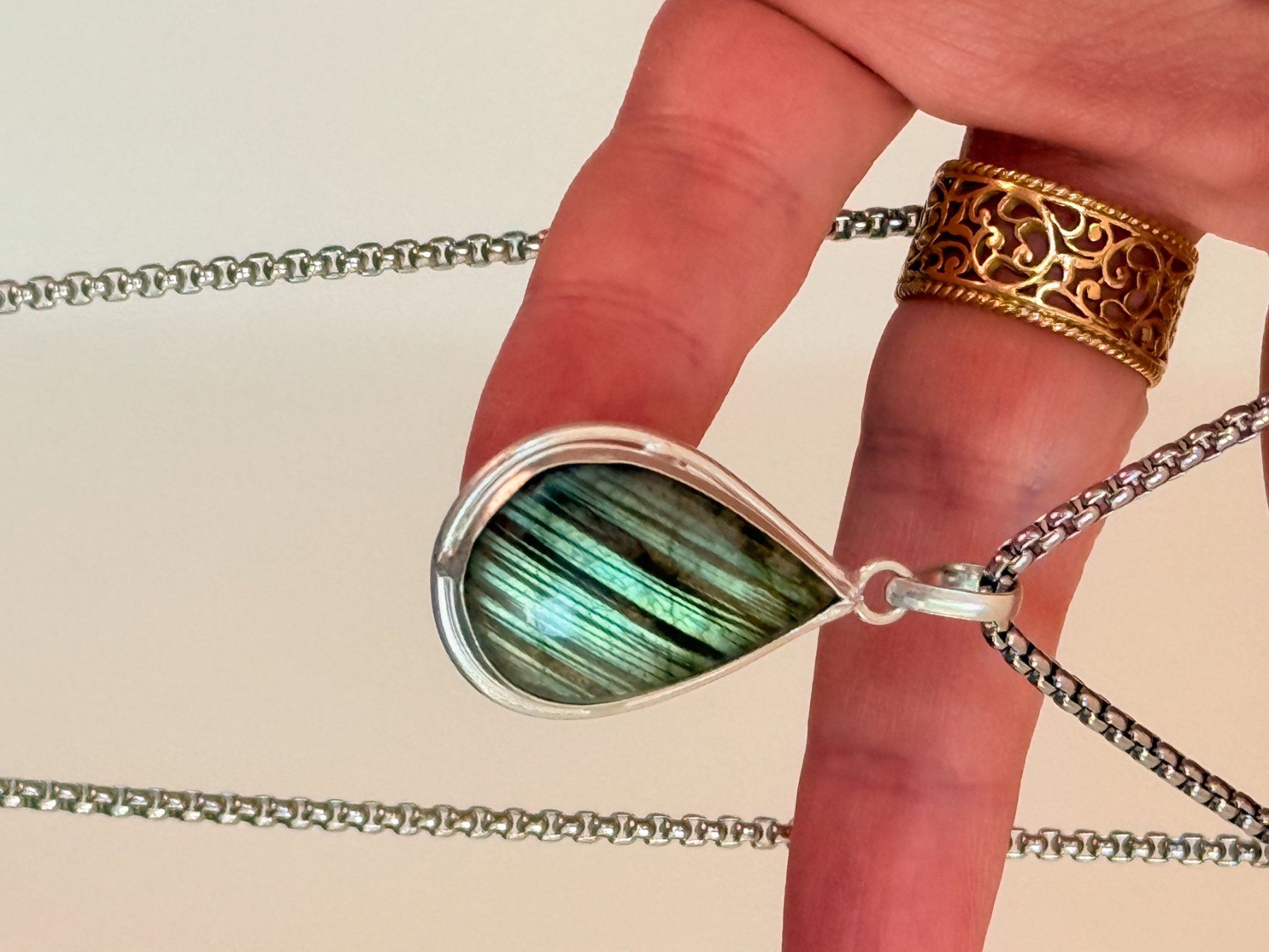 Catenine: Superbe collier Labradorite, neuf! – Nuovo e nell'imballaggio originale da Genève venduto da AGBERG 9