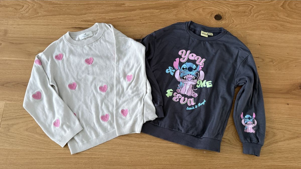 H&M Pullover & Sweatshirts: 2 Mädchen Pullover, Gr. 134, Stitch / Herzchen – Gebraucht aus Hochfelden von Lartuna