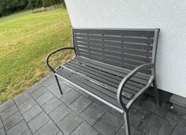 Gartenbank 2-Sitzer Metall pvc Dunkelgrau für Sommer-Terass