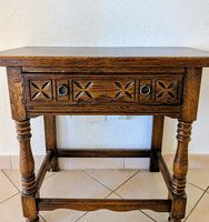 Petite table console rustique en chêne avec tiroir