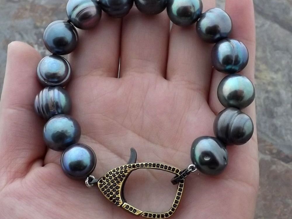Bracciali & Braccialetti: Schwarz Lua Perlen Armband Echt 1.2 cm Swarovski El. Perle – Nuovo (secondo la descrizione) da Prilly venduto da ilyria73 5