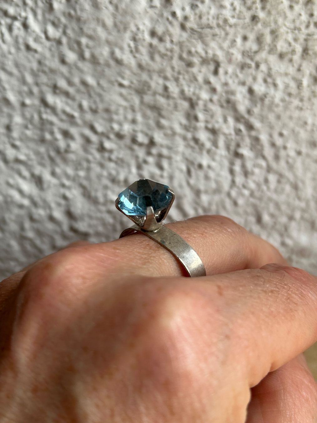 Anelli: Silberring mit grossem, hellblauem Stein, Vintage (64) – Usato da Laufen venduto da Bellebellezza 9