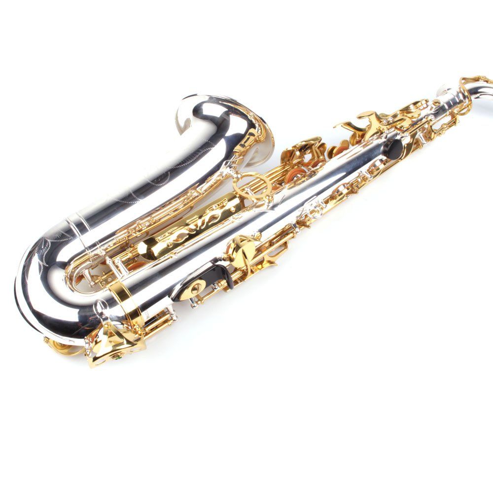 Karl Glaser Strumenti musicali: Alt Saxophon versilbert + Messingklappen, mit Koffer, NEU – Nuovo e nell'imballaggio originale da Lostallo venduto da Guddah78 1