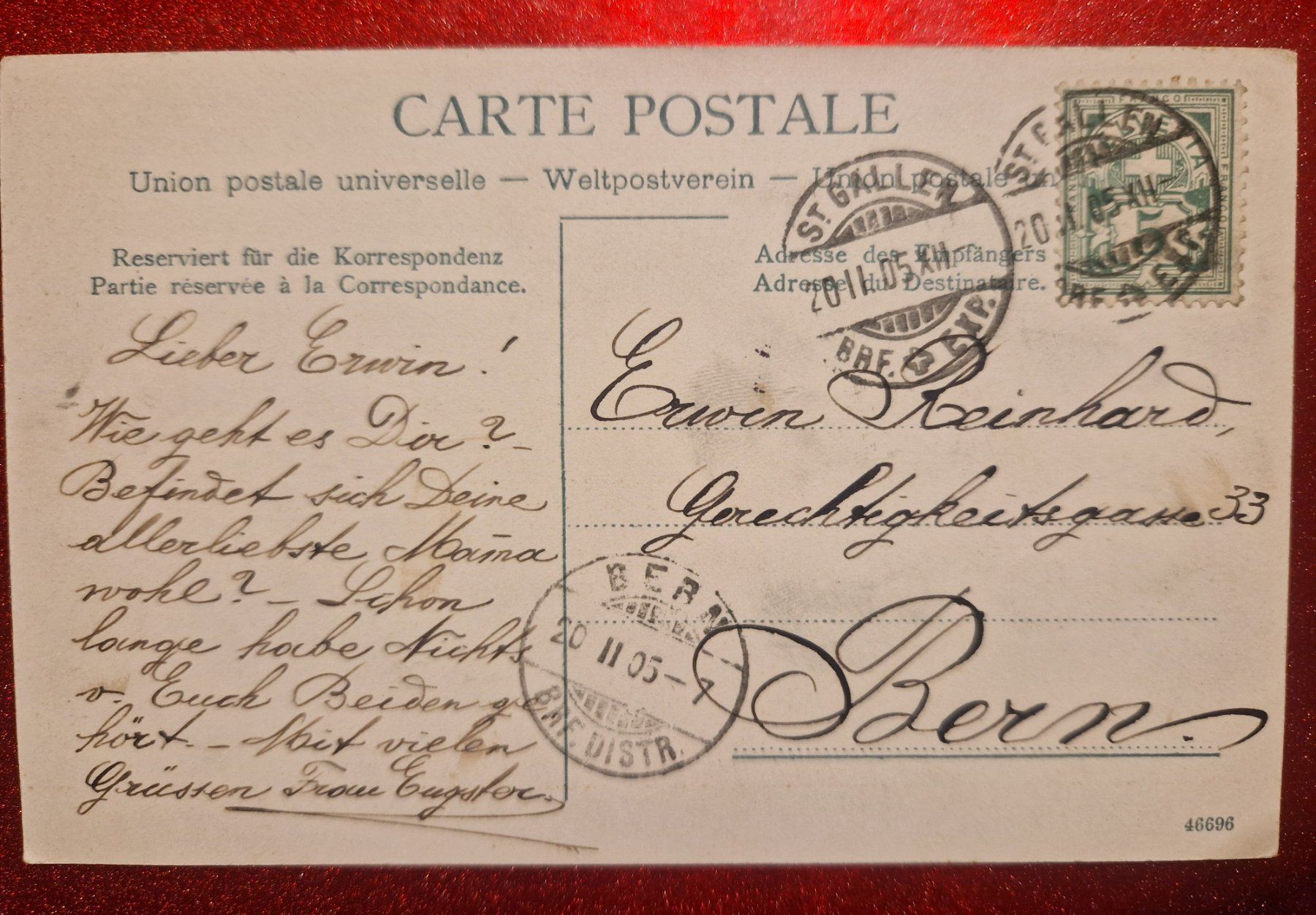 Cartoline postali: St. Gallen Kathedrale 1905 – Usato da Melchnau venduto da Fishel 1