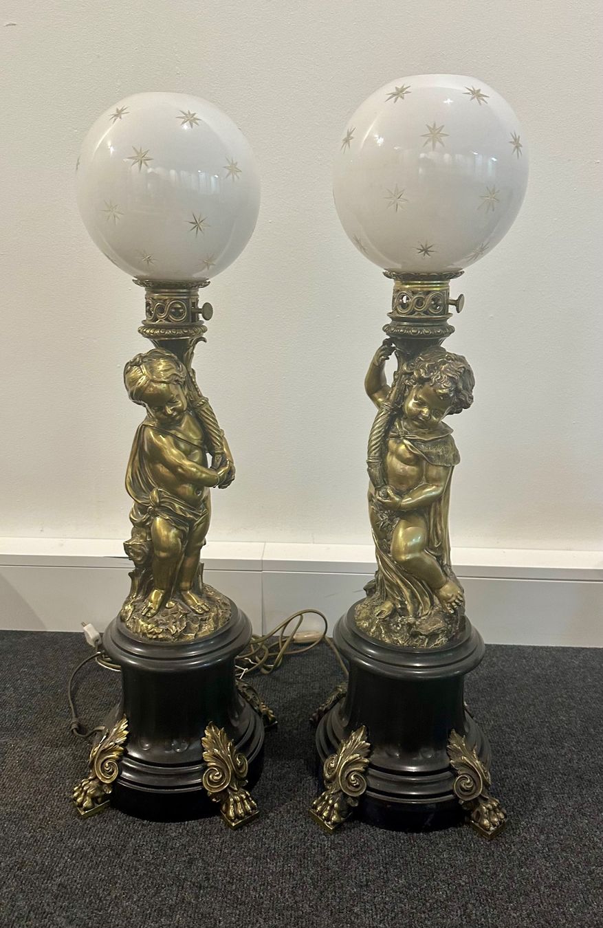 Lampade: Antikes Puten-Tischlampenpaar – Usato da Basel venduto da artthings4you