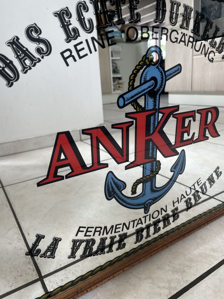 Specchi: Ancien Miroir Publicitaire Bière Anker – Usato da Vallamand venduto da Bricbracbroc82 1