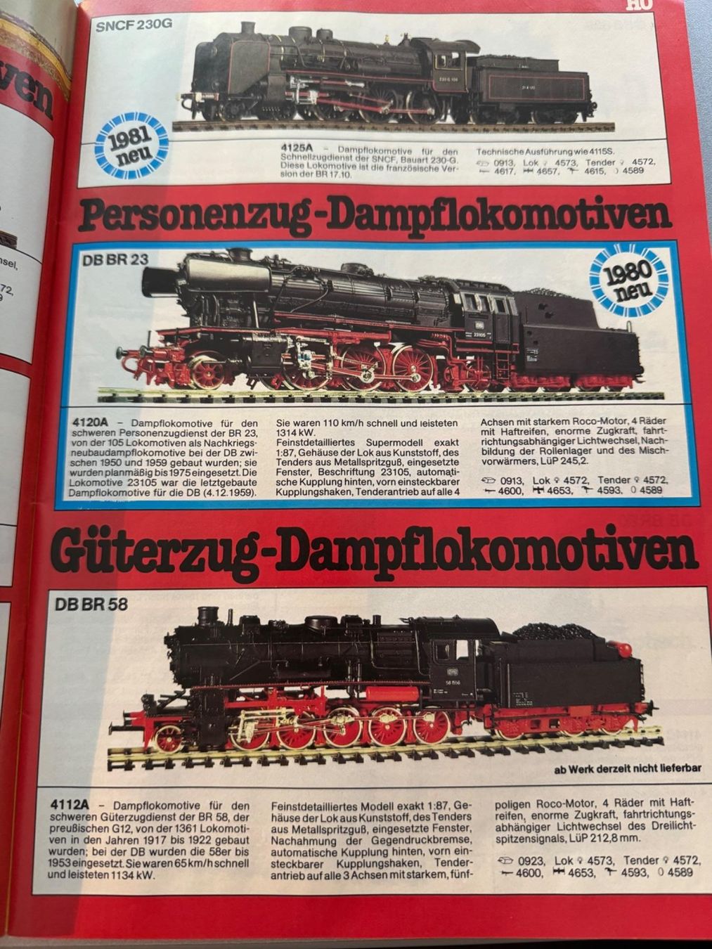 Roco Modellini di ferrovie: ROCO - Gesamtkatalog 1980/81 – Usato da Fehraltorf venduto da Success 3