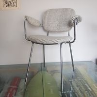Chaise industrielle en métal chromé  -  Design Vintage