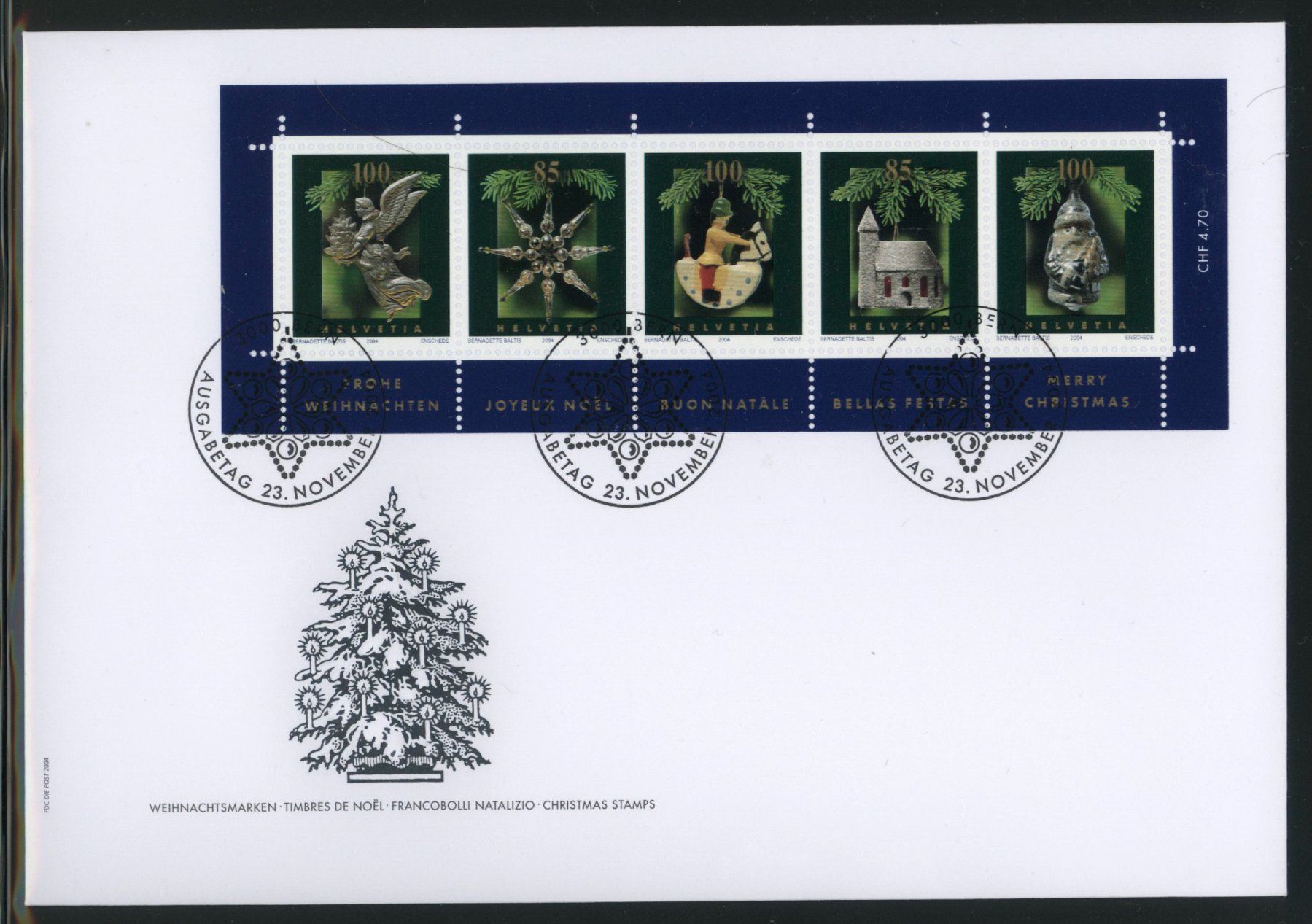 Tous les timbres: 2004, FDC, Weihnachtsmarken 2004, (Nr. 1146) Grossformat E6 – D'occasion à Willisau par Vollstempel