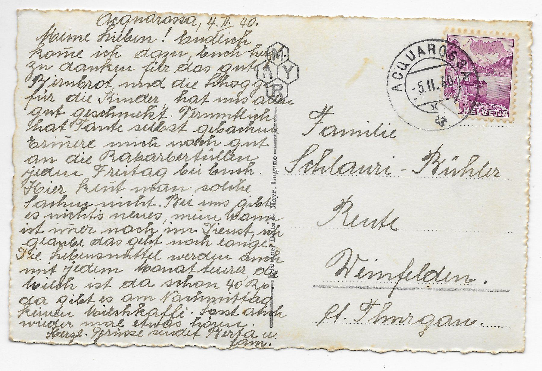 Cartoline postali: Valle Blenio, Acquarossa um 1940 – Usato da Hefenhofen venduto da Richsalz 1