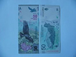 Argentina 50 Pesos 2018/2020, P-363, Bankfrisch