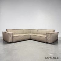 Ecksofa aus hellgrauem Echtleder