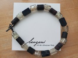 Langani Halskette im Braunton plus Glas, guter Zustand