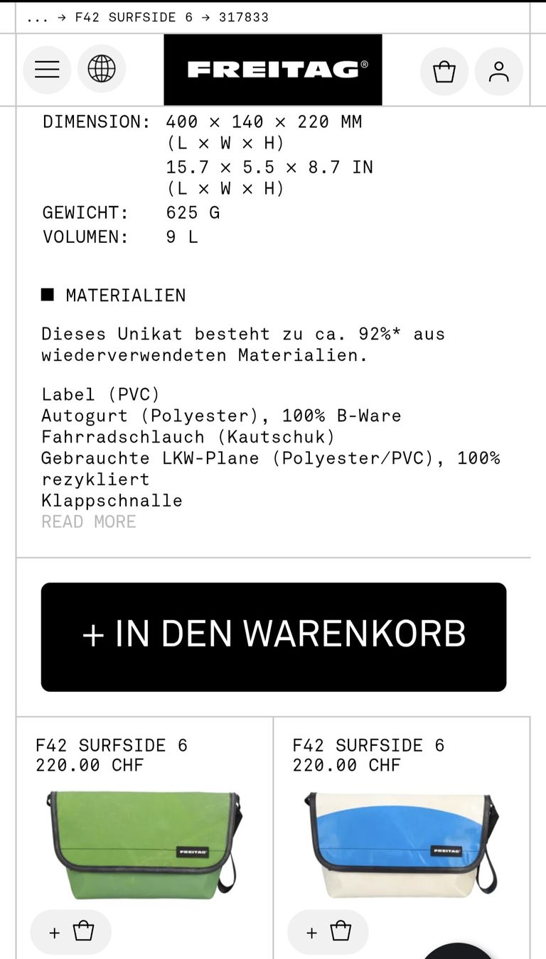 Freitag Borse: FREITAG F42 SURFSIDE 6 – Usato da Herzogenbuchsee venduto da herzchae 2