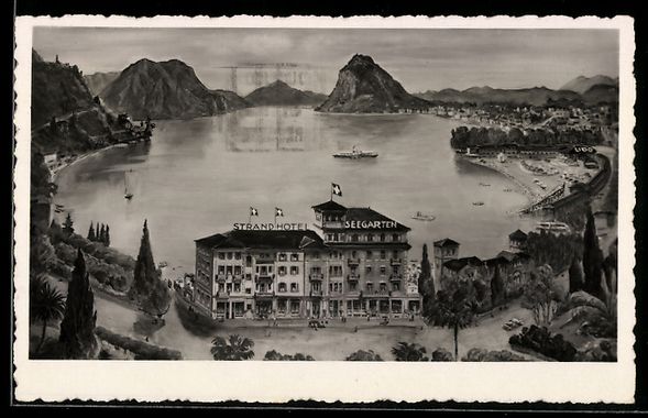 Ansichtskarten: Lugano, Strandhotel Seegarten, Cassarate – Gebraucht aus Berlin von bartko-reher