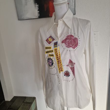 Roccobarocco Damenbluse weiss Glitzer Grösse 42