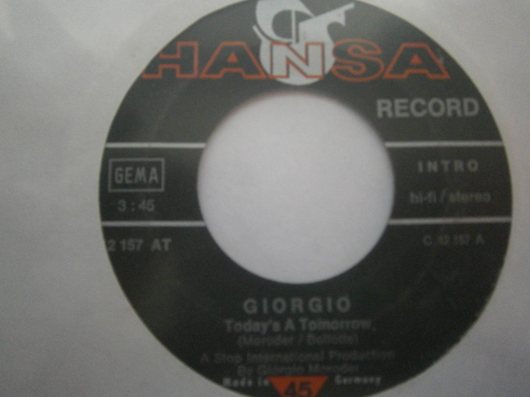 Dischi in vinile: Vinyl Single Giorgio - Today's A Tomorrow – Usato da Langenthal venduto da Modo39