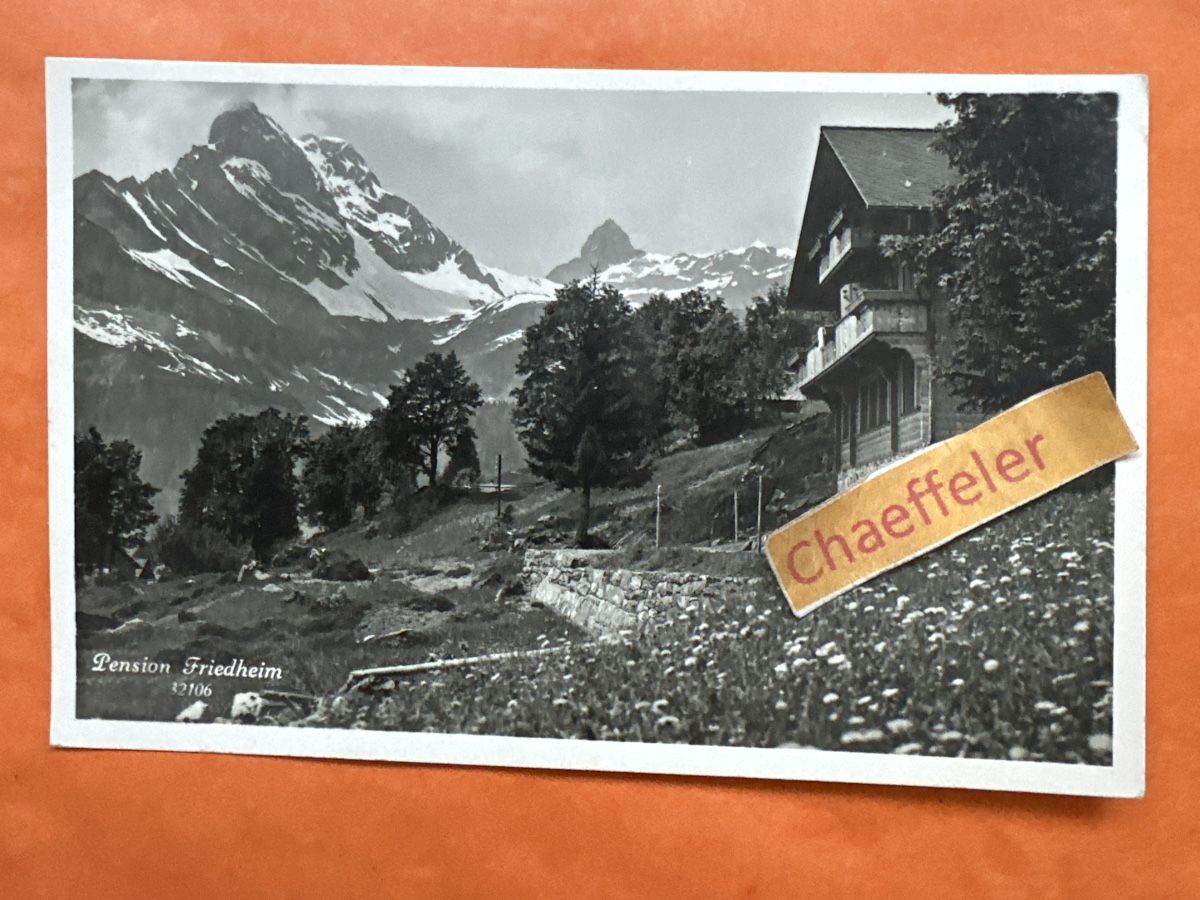 Ansichtskarten: 1934 Pension Friedheim , Braunwald  – Gebraucht aus Zürich von Chaeffeler