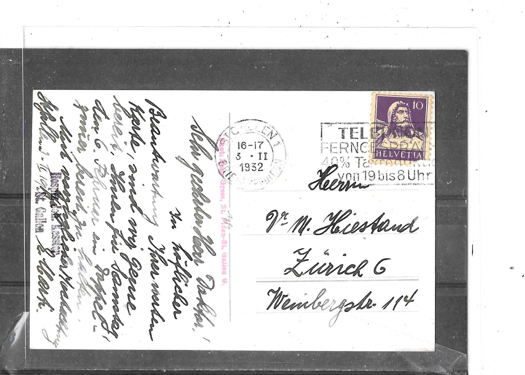 Cartoline postali: SG St.Gallen 1932 Hospitz Joh.Kessler – Usato da Schocherswil venduto da Wilare 1