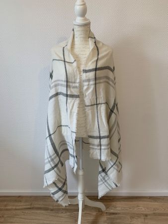 Super schöner Schal in weiss mit grau, schwarzem Muster