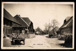 AK Siselen, Ortspartie mit Fachwerkhaus und Karren
