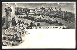 Litho Kahlenberg, Hotel bei Mondschein, 