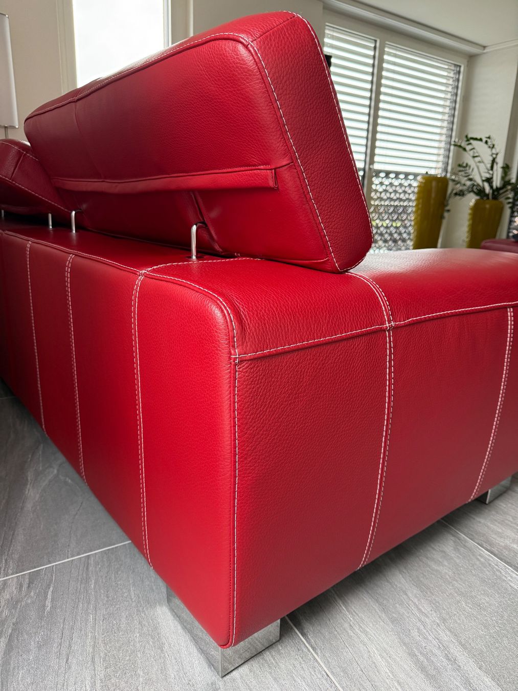Divani: CALIA Italia Designer Leder-Ecksofa Rubinrot – Usato da Seengen venduto da ackleca 3