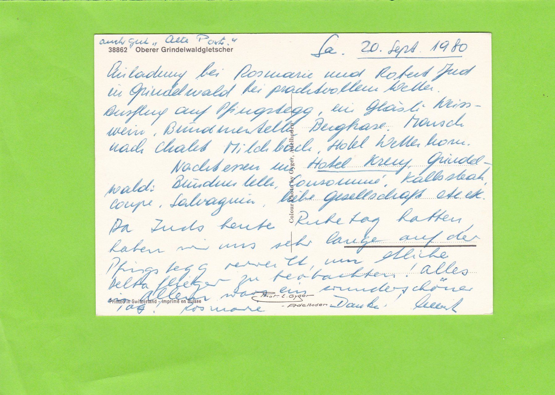 Cartoline postali: Oberer Grindelwaldgletscher – Usato da St. Peterzell venduto da neckertal 1
