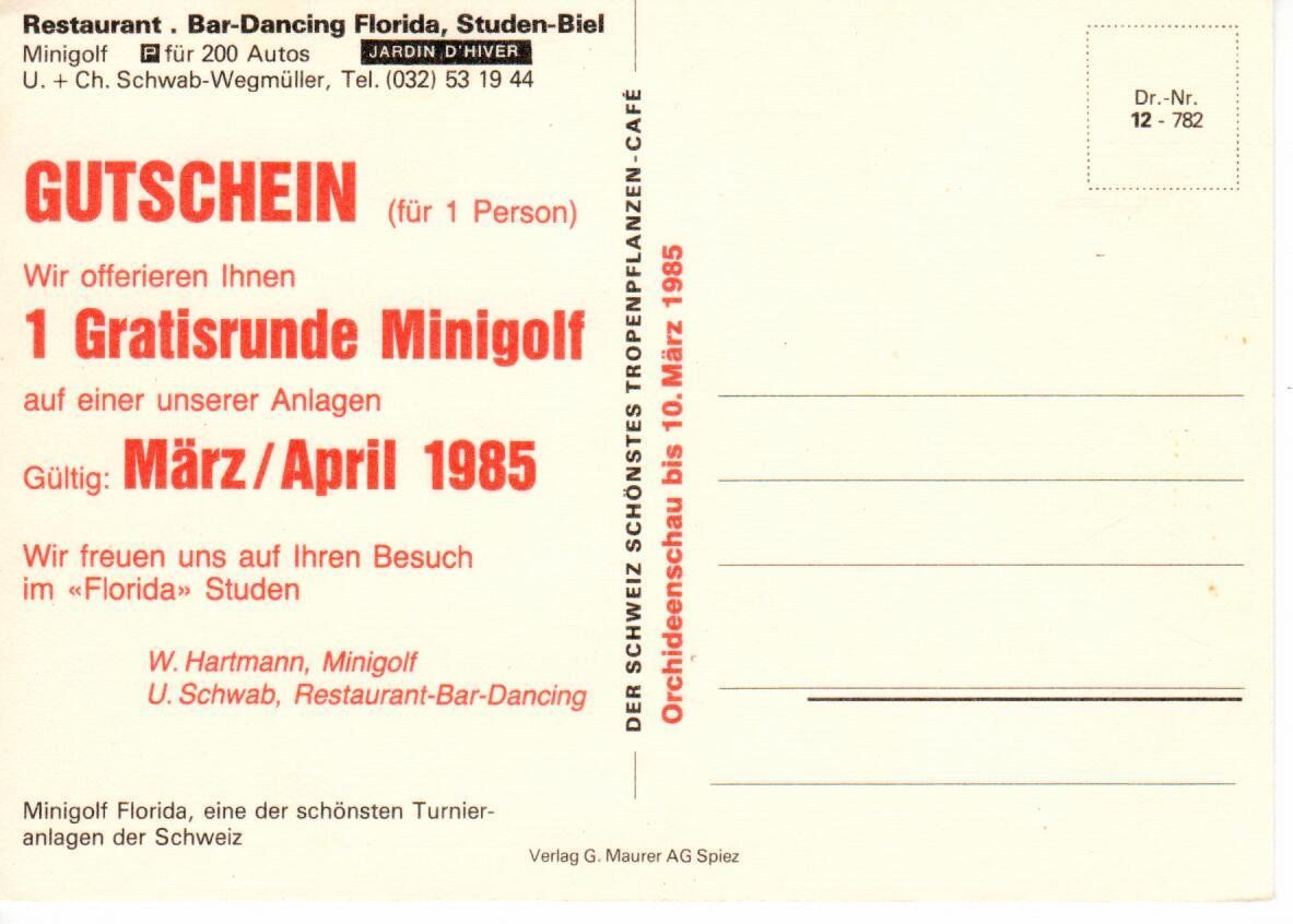 Cartes postales: Bar Dancing Florida, Studen-Biel – D'occasion à Wolhusen par Curver9 1