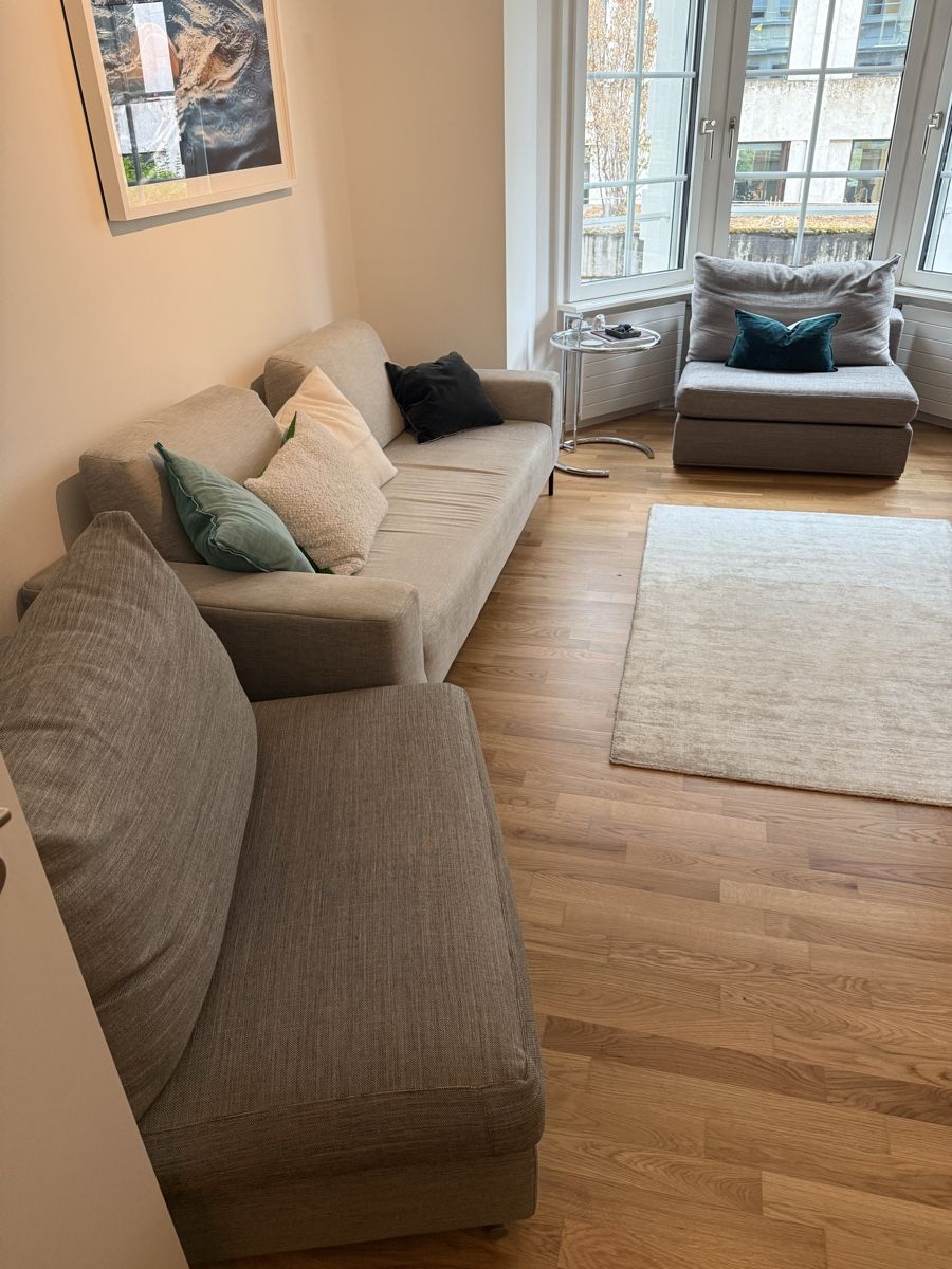 Sofas: 2x Sofa module grey fabric good condition 100x97cm – D'occasion à Zürich par enr_r8cc