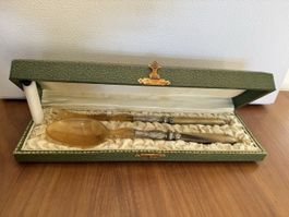 Vintage Salatbesteck 🥄 Bakelit / Silber mit Originaletui