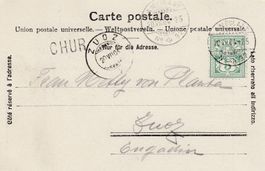 1904 Postkarte Konvent Stabstempel Chur - Zuoz mit Bahn