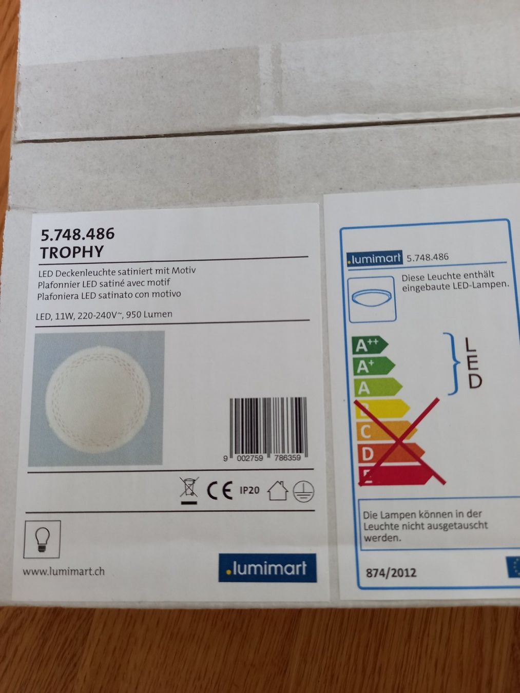 Lampadari & plafoniere: LED Deckenleuchte satiniert mit Motiv, unverpackt! – Nuovo e nell'imballaggio originale da Sennhof (Winterthur) venduto da HG2019 1