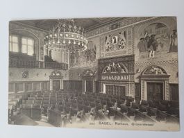 Ansichtskarte Basel Rathaus Grossratssaal gelaufen Rmu