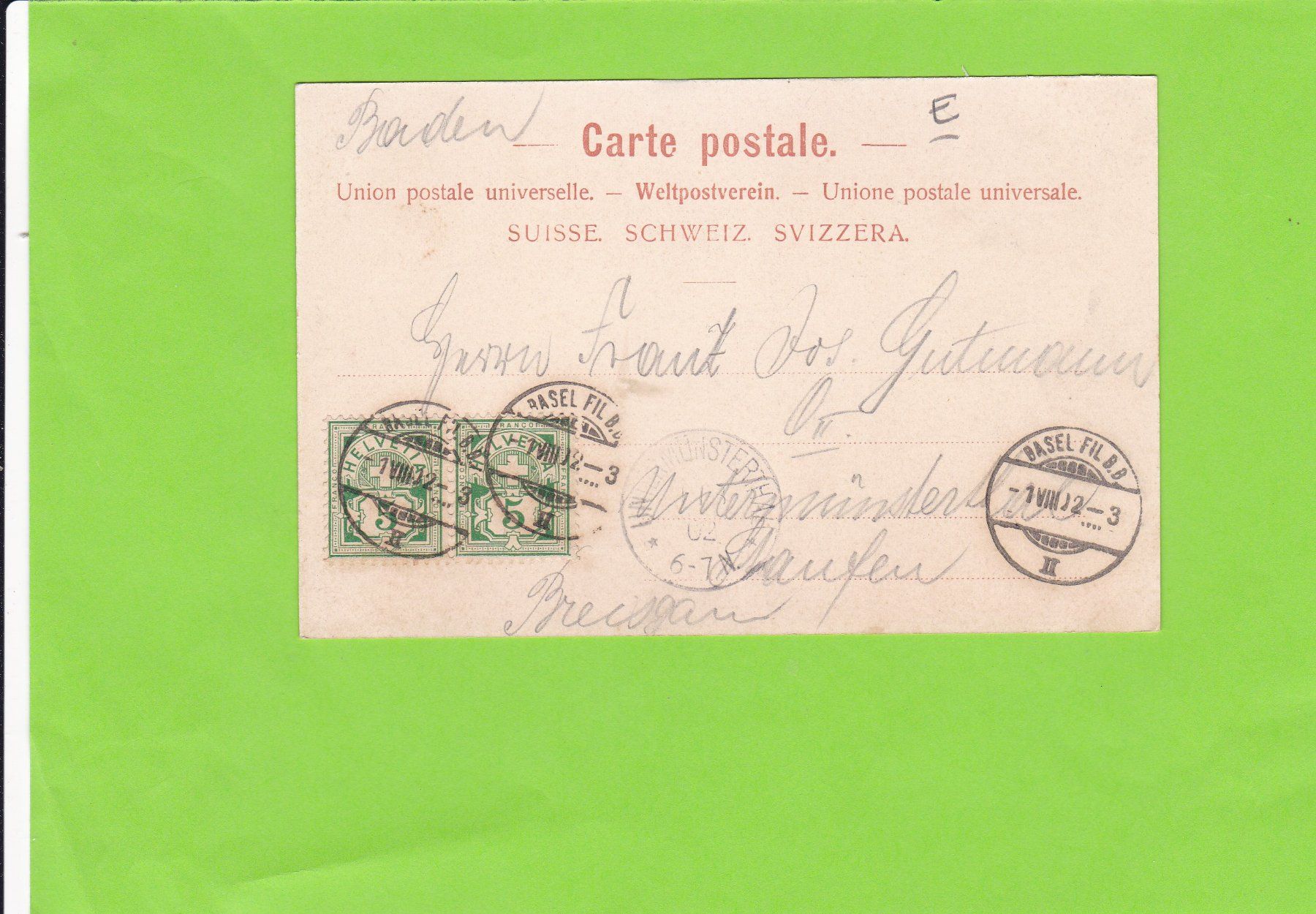 Cartoline postali: Basel-Johanniterbrücke – Usato da St. Peterzell venduto da neckertal 1