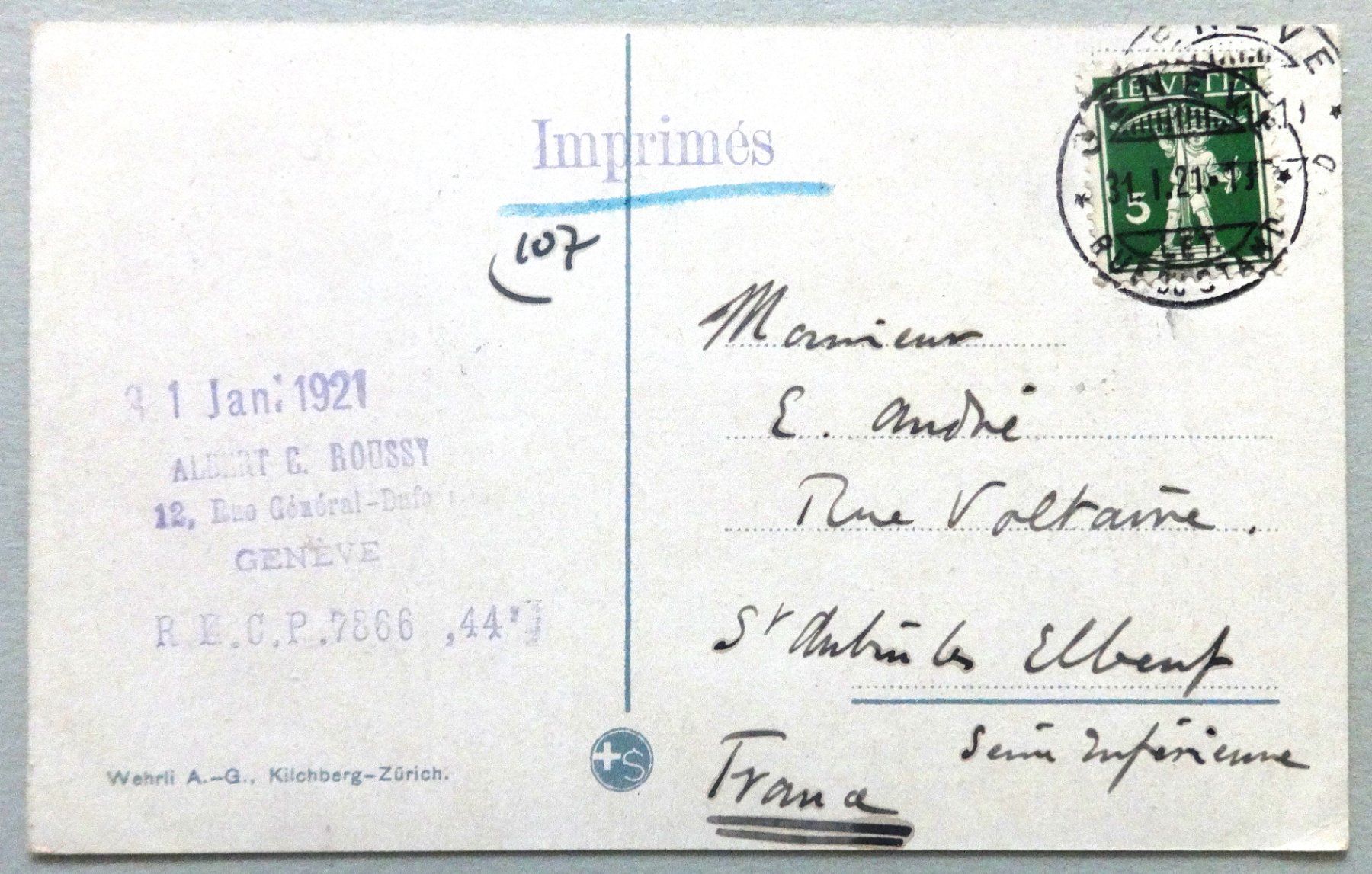 Cartoline postali: Zürich – Difettoso da Fétigny venduto da Billy2miny 1