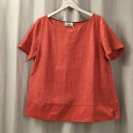 Fratelli M Leinen Kurzarm Schlupf Bluse weit terracotta Gr S
