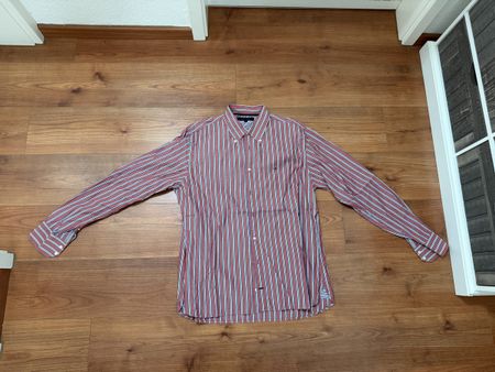 Tommy Hilfiger Herrenhemd Rot Blau Gestreift L